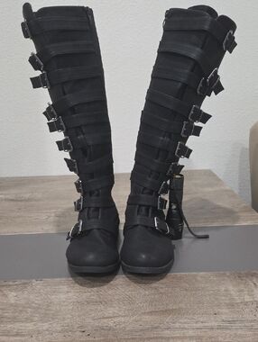 torrid Black Strappy Over-the-Knee Buckle Boots